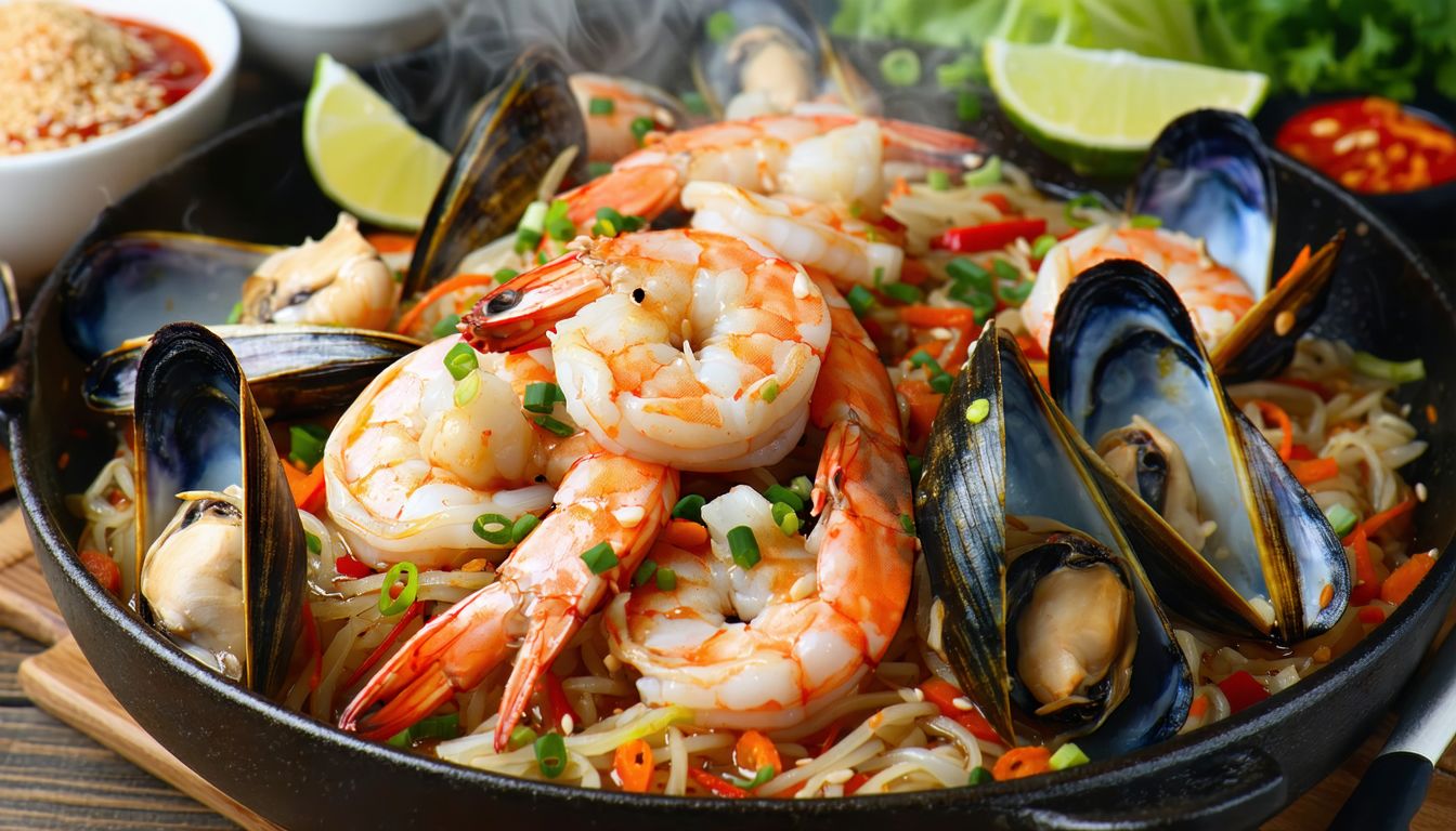 Fructe de mare la wok